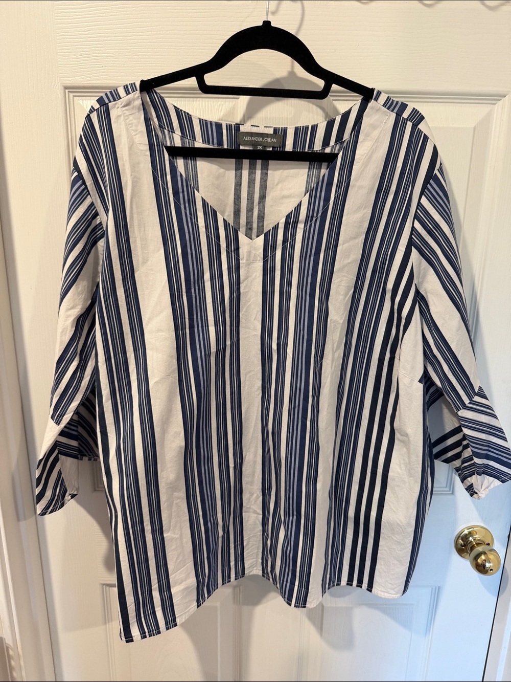 Alexander Jordan Navy & White Striped V-Neck Tunic